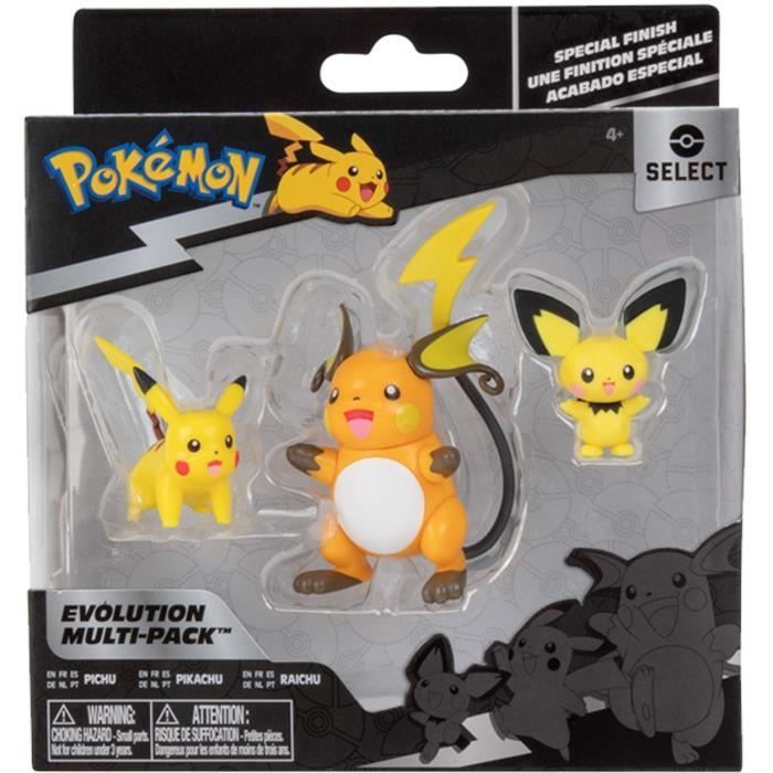 Figurines Pokémon Bandai - Pack évolution Pichu, Pikachu et Raichu
