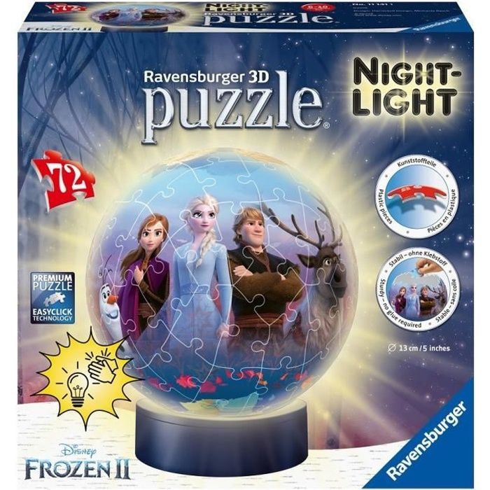 LA REINE DES NEIGES 2 Puzzle 3D Ball 72 pièces illuminé