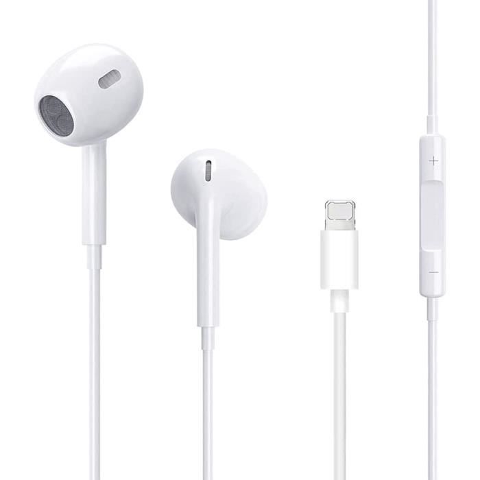 Écouteurs Intra-Auriculaires pour iPhone 12, écouteurs stéréo HiFi pour  iPhone 7, filaires avec Micro et