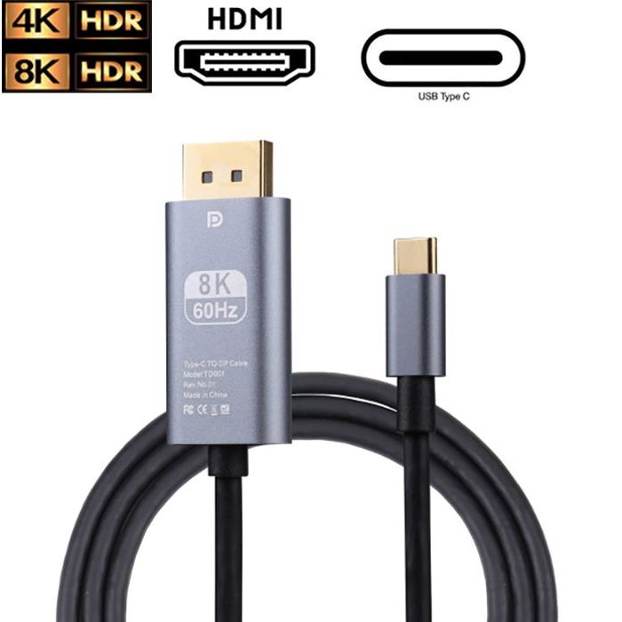 Câble USB Type-C vers HDMI 60Hz 4K/8K, adaptateur convertisseur pour  ordinateur téléphone vers TV