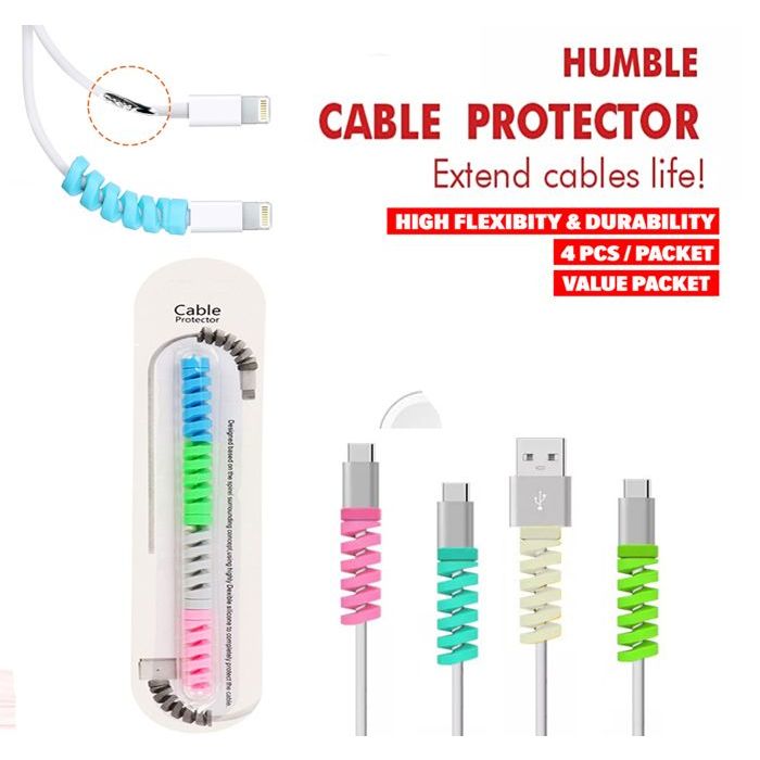 4Pcs Protecteur de câble en spirale en silicone protection anti-casse  enrouleur de câble de chargeur