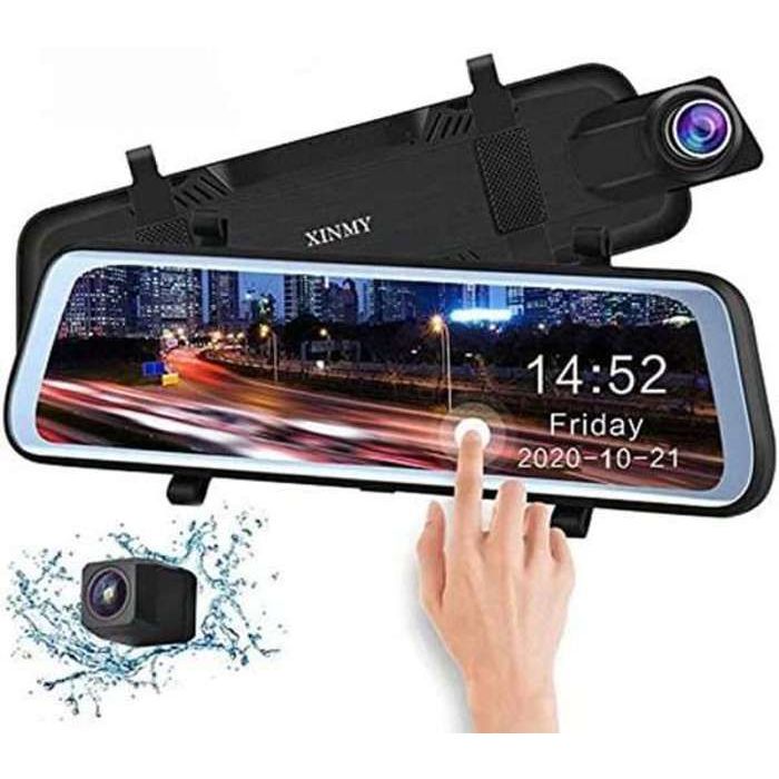 Caméra de tableau de bord voiture avant et arrière 10 pouces Vision  nocturne 1080P écran tactile