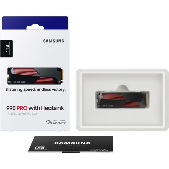 SAMSUNG - 990 PRO - Disque SSD Interne - 1 To - Avec dissipateur - PCIe 4.0  - NVMe 2.0 - M2 2280 