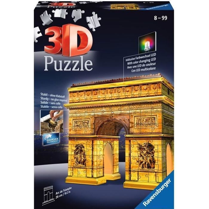 Puzzle 3D Arc de Triomphe illuminé - Ravensburger - Monument 216