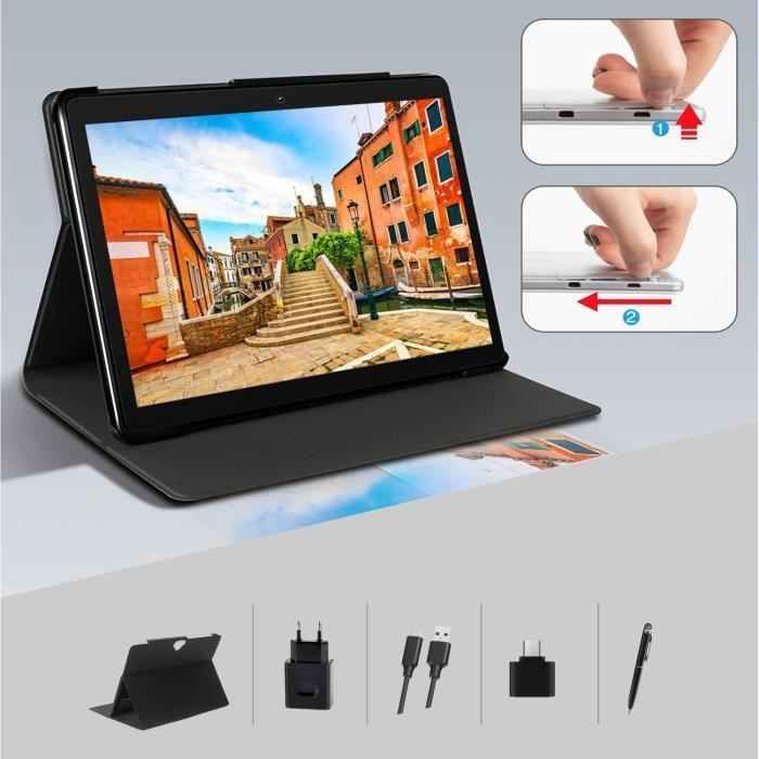 Tablette 10 Pouces, 4Go RAM + 64Go ROM, Android 11, 1280×800 IPS HD, LTE, WiFi, Bluetooth, GPS