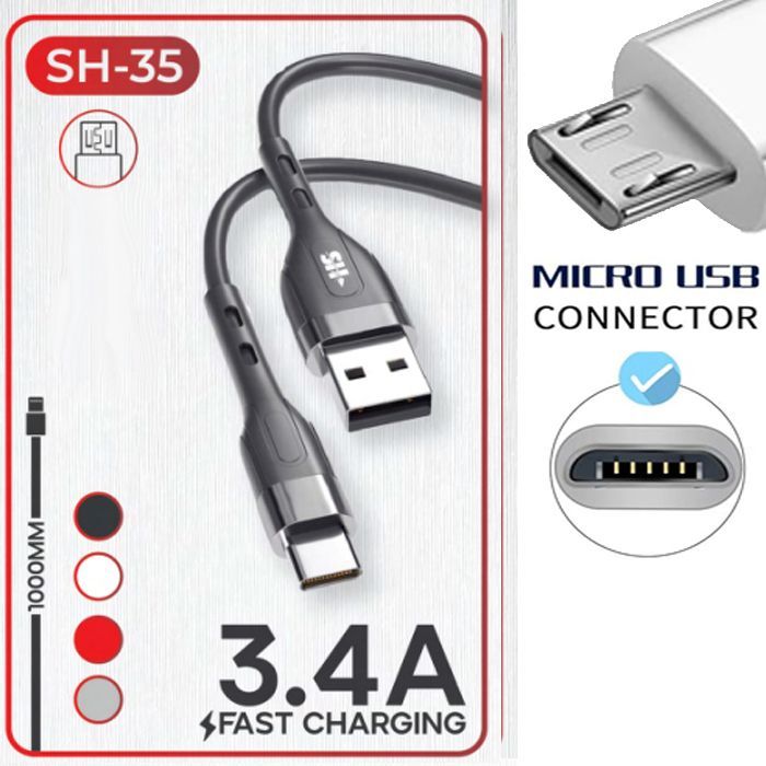 Cable de chargeur Micro USB Type V8 de charge rapid 3.4A 1000mm