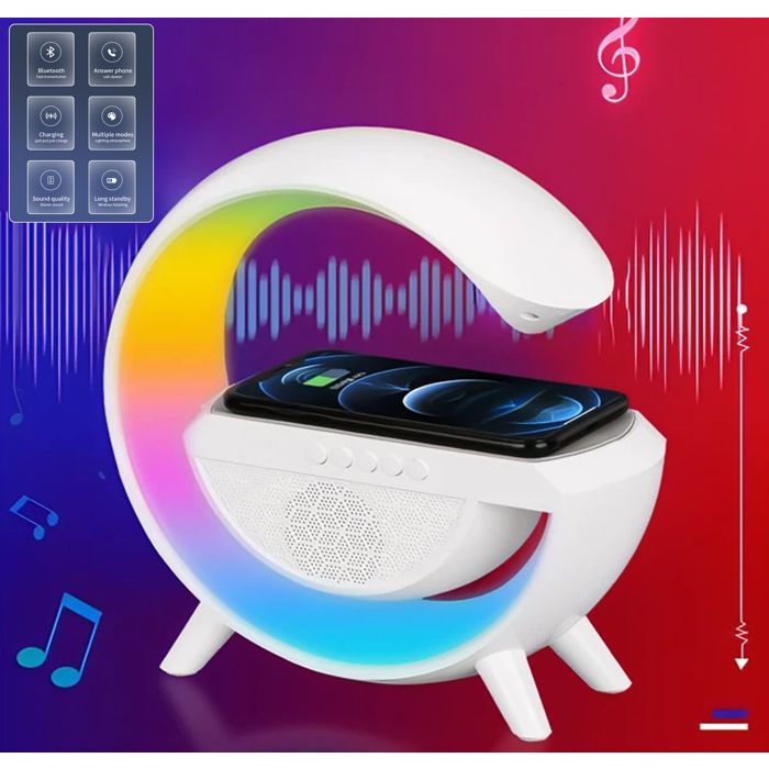 2IN1 ENCEINTE haut-parleur Bluetooth musique et chargeur sans fil lampe  pour téléphone intelligente RGB LED