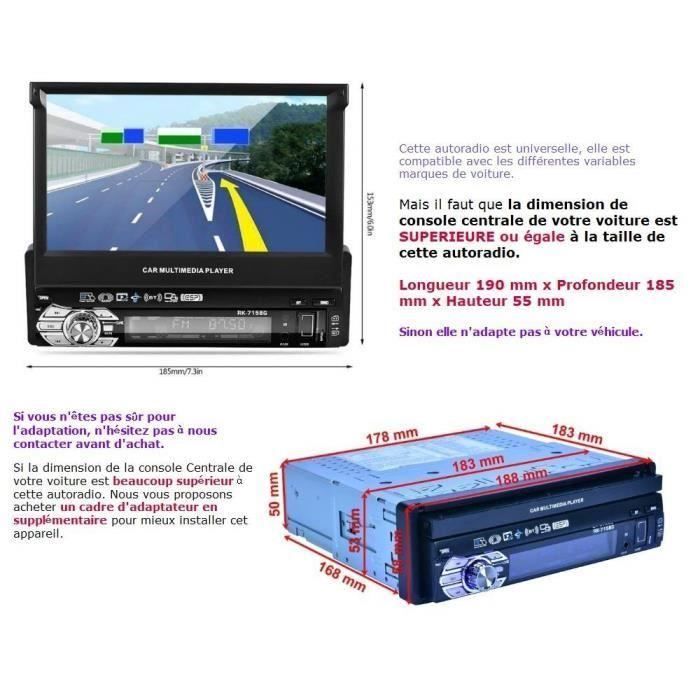 Letouch Autoradio Stéréo 1 DIN 7'' HD Écran Tactile Lecteur de Radio GPS  Navigation Bluetooth avec