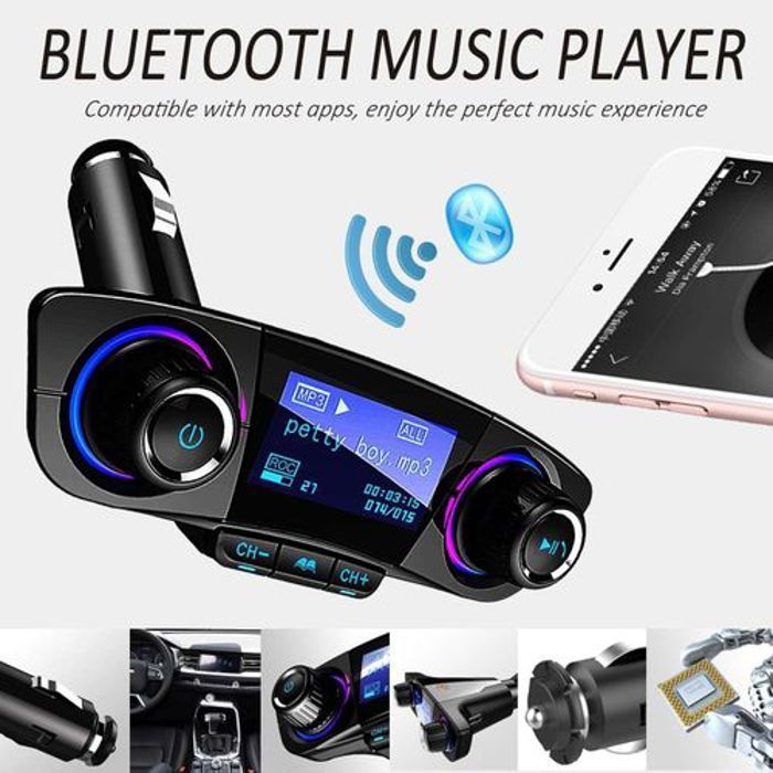 Transmetteur FM Bluetooth chargeur de voiture Bluetooth lecteur MP3  adaptateur radio sans fil 3.1A