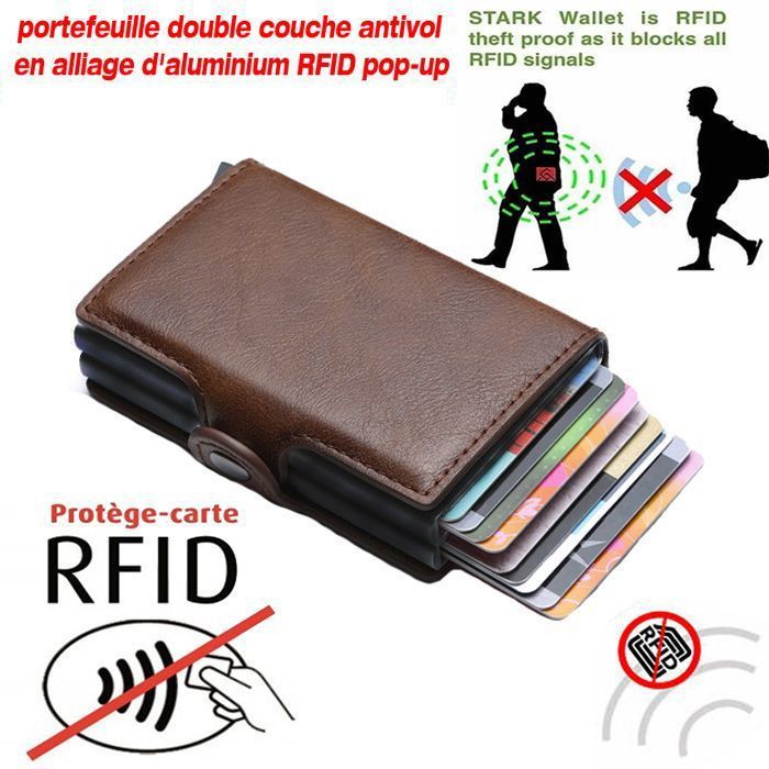 Porte-cartes anti RFID en aluminium et PU