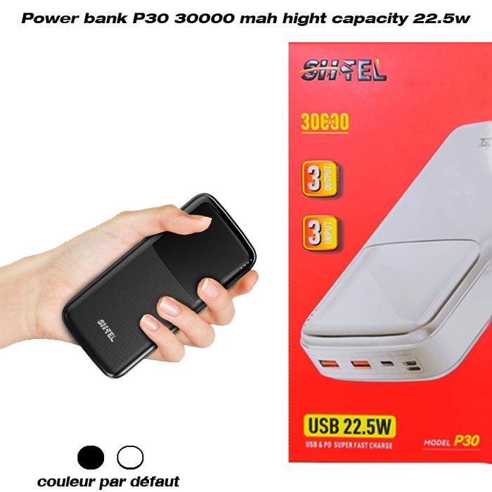 Batterie externe Power Bank 30000 Mah 22.5w PD, Super Charge Rapide pour  Téléphone et Tablette