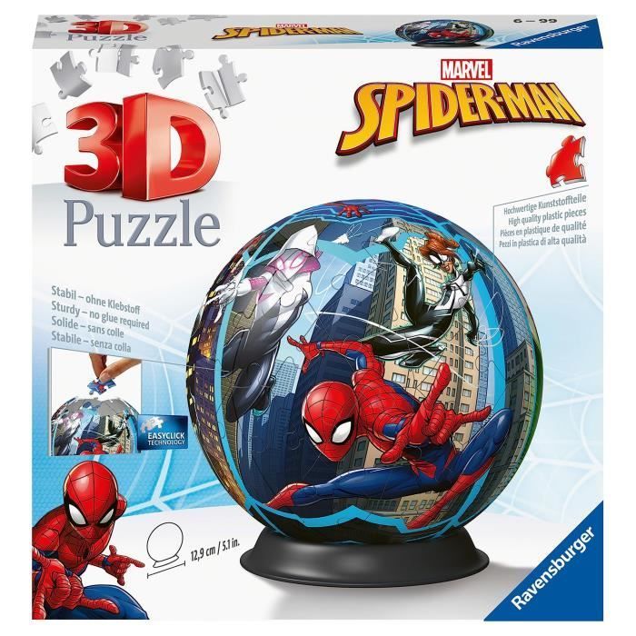 Puzzle 3D Ball 72 p - Spider-man - Ravensburger - Pour Enfant de 6 ans et  plus - Rouge
