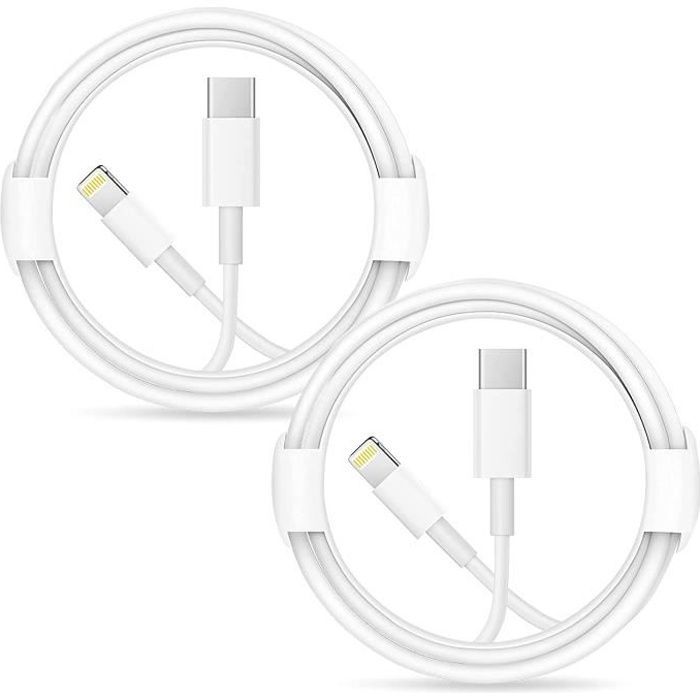 Lot de 2 Cable USB C vers Lightning certifié Apple MFi Cable USB C