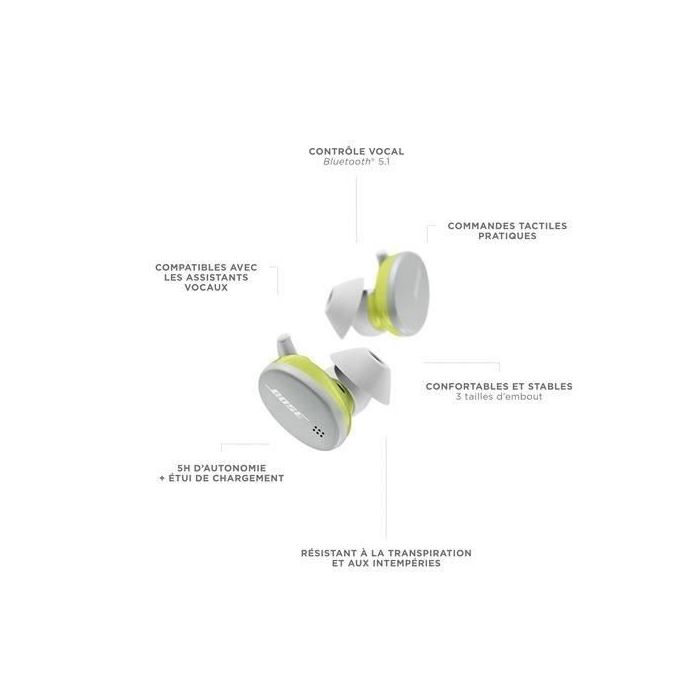 BOSE Sport Earbuds - Ecouteurs sans fil Bluetooth - Blanc sur