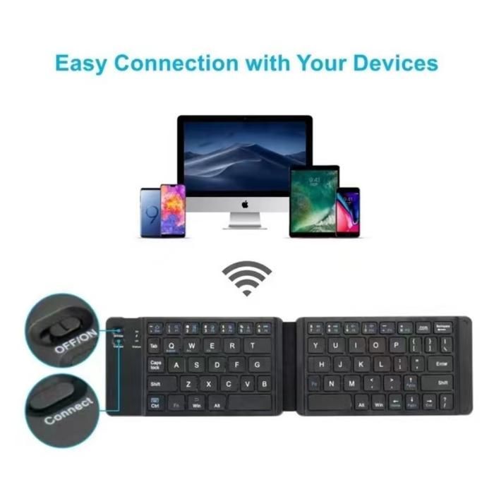 Clavier pliable Bluetooth sans fil, mini modèle, multifonctionnel, bureau,  IOS, Android, Windows, iPad, tablette connectée téléphone