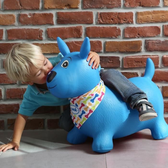 Ballon sauteur chien bleu LUDI - pour enfant dès 10 mois