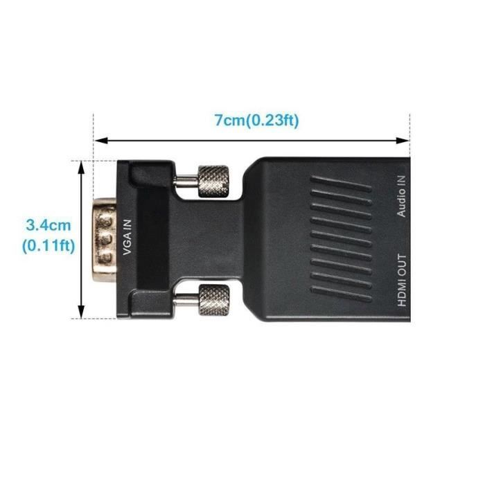 Polar Adaptateur Convertisseur - VGA mâle Vers HDMI Femelle Sortie 1080 P  HD + Audio à prix pas cher