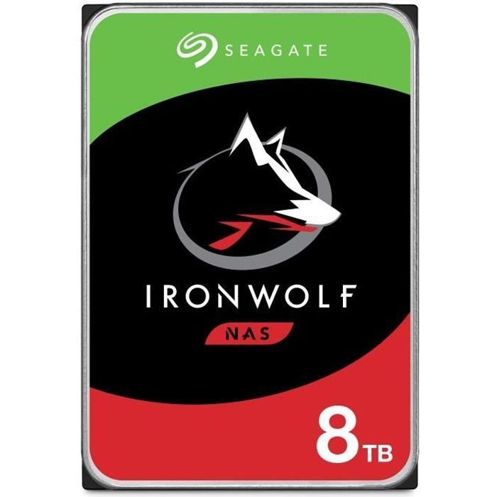 SEAGATE - Disque dur Interne - NAS IronWolf - 8To - 7200 tr/min - 3.5