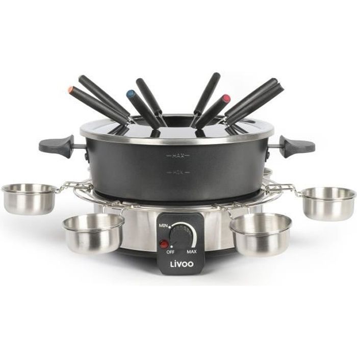 LIVOO DOC264 Appareil à fondue électrique 1000W - 1,8L - 8 fourchettes à  fondue et collerette incluses - Thermostat ajustable - Inox sur marjanemall  aux meilleurs prix au Maroc