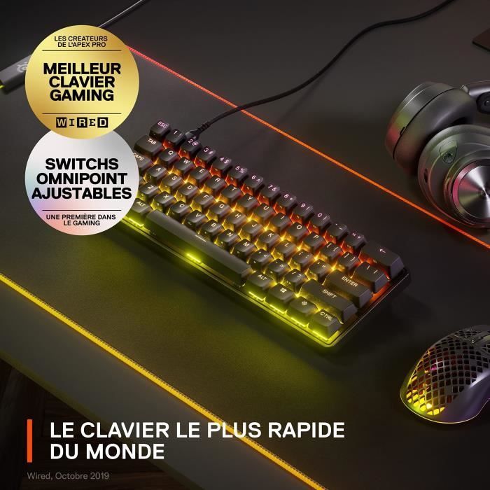 Clavier Gaming - AZERTY - STEELSERIES - Apex Pro Mini FR - Sans Pavé  Numérique - Rétroéclairé - Noir sur marjanemall aux meilleurs prix au Maroc