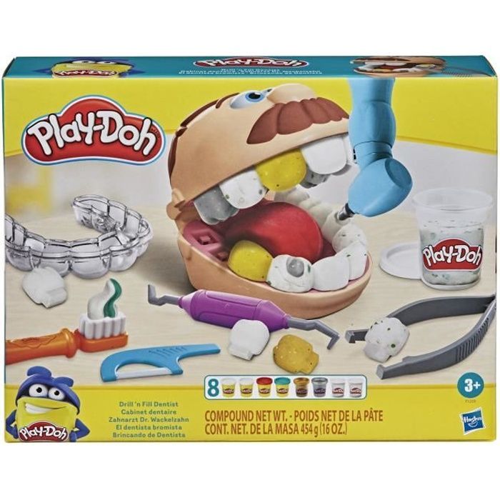 PLAY-DOH - Cabinet dentaire pour enfants avec 8 Pots de pâte à modeler  atoxique aux couleurs assorties - dès 3 ans sur marjanemall aux meilleurs  prix au Maroc