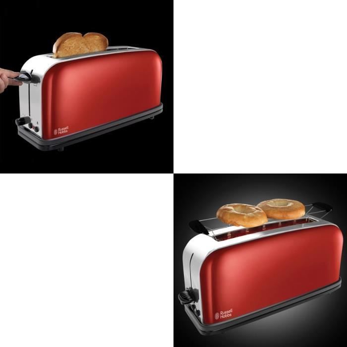 Russell Hobbs 21391-56 Toaster Grille-Pain Colours, Fente Large Spécial  Baguette, 6 Niveaux de Cuisson, Décongèle, Réchauffe - Rouge sur  marjanemall aux meilleurs prix au Maroc