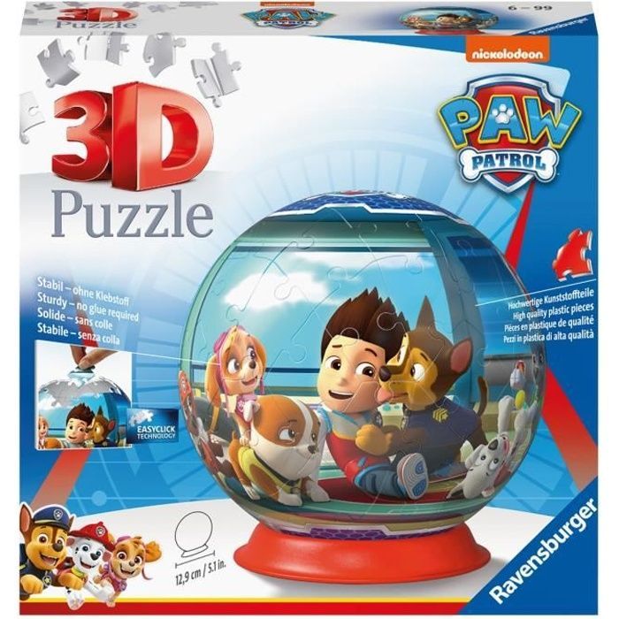 PAT' PATROUILLE Puzzle 3D Ball 72 pièces - Ravensburger - Puzzle enfant 3D  sans colle - Dès 6 ans sur marjanemall aux meilleurs prix au Maroc