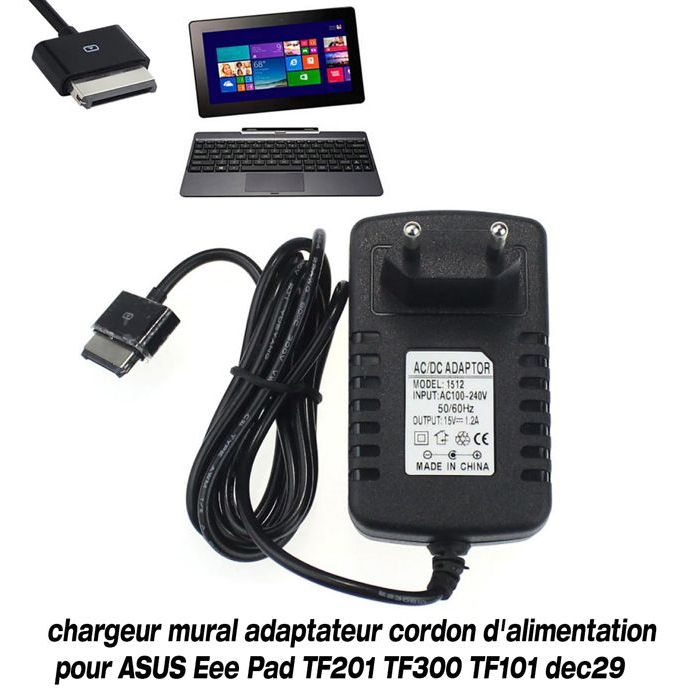 PC chargeur mural adaptateur cordon d'alimentation pour ASUS Eee Pad TF201  TF300 TF101 dec29