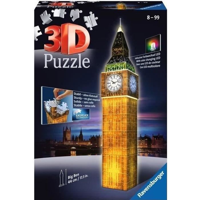 PUZZLE 3D 216 PIÈCES - BUILDING - BIG BEN - RAVENSBURGER - King Jouet Maroc