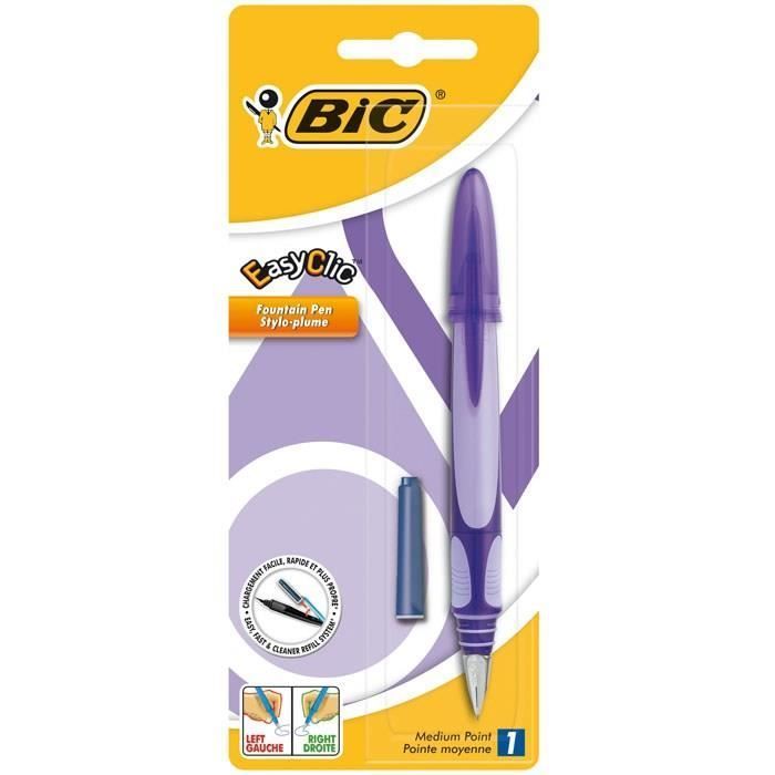 Stylo plume Bic EASY CLIC - bleu ou violet ou vert - grip