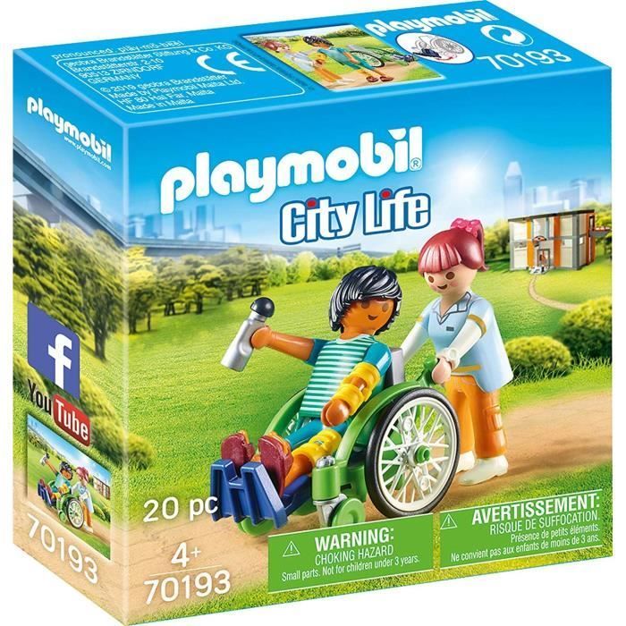 PLAYMOBIL 70193 - City Life L'Hôpital - Patient en fauteuil