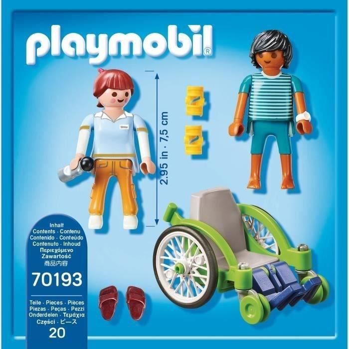 PLAYMOBIL - 70193 - City Life L'Hôpital - Patient en fauteuil roulant vert  - Playmobil