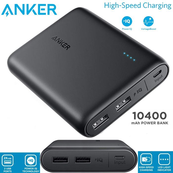 Anker PowerCore 10400mAh Batterie Externe 2 Ports USB Power Bank avec  Technologies Power IQ & Voltage