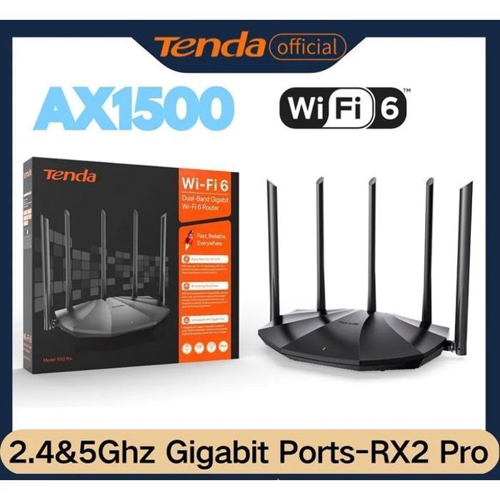 TENDA Routeur sans fil Wi-Fi 6, AX1500 Gigabit, amplificateur, 2.4