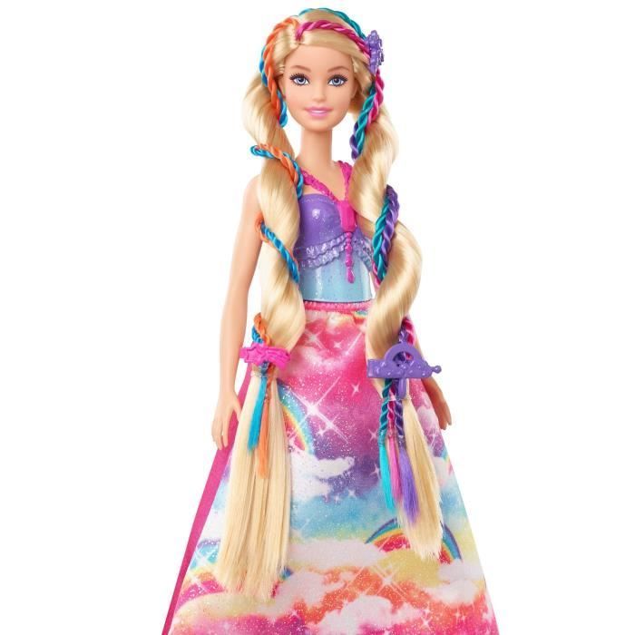 Barbie - Poupée Barbie Princesse Tresses Magiques, avec extensions
