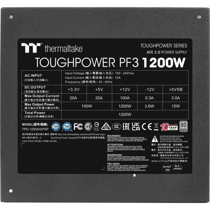 THERMALTAKE - Toughpower 1200W PF3 - Alimentation PC - 1200W - 80+